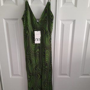 Zara satin tropical slip dress